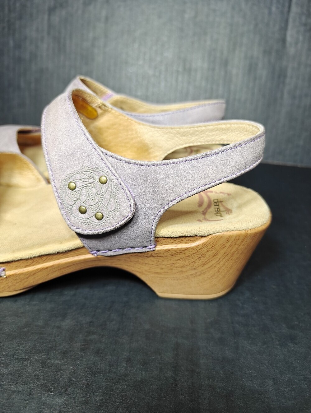 Dansko Double Leather Studded Strap Lavender Wedge Sandals Women's Shoes 8.5-9 - Picture 5 of 11